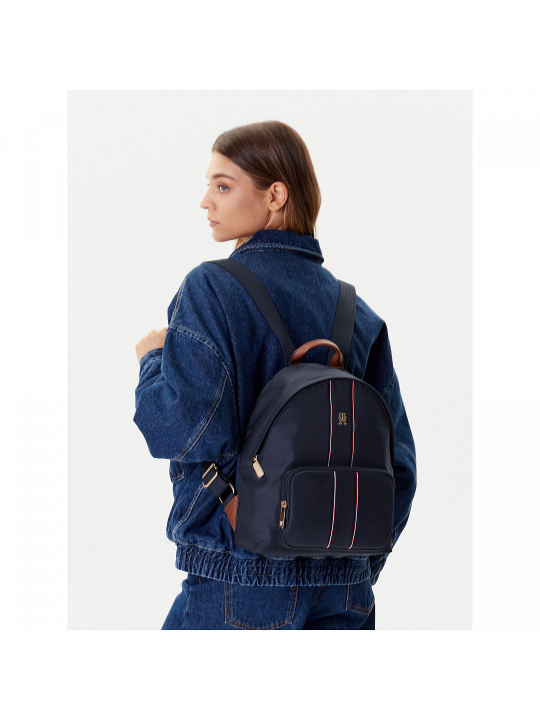 Batoh Tommy Hilfiger Popette Dome AW0AW17651 Tmavomodrá